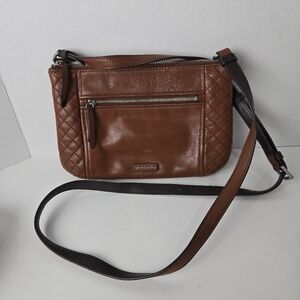 Vera Bradley Quiled Brown Leather Crossbody Bag